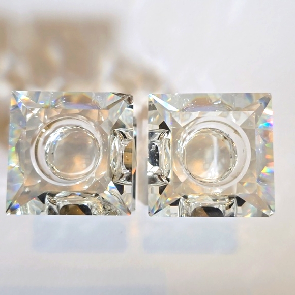 Swarovski Crystal Candle Holders Set Of 2 2.1"X 1.5"X 1.5" - Picture 3 of 7